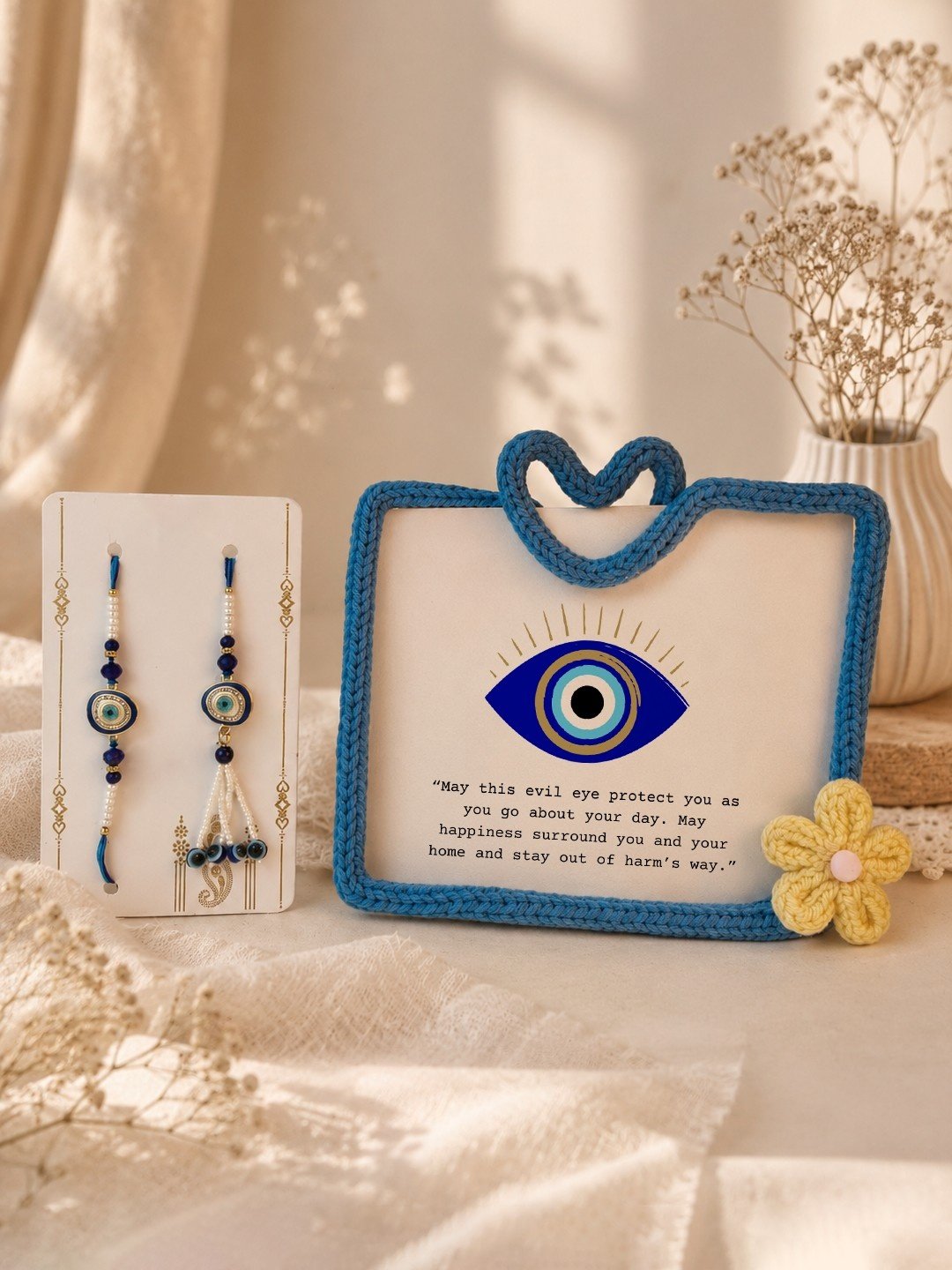 evil-eye-rakhi-duo-with-handmade-crochet-good-luck-frame-for-brother